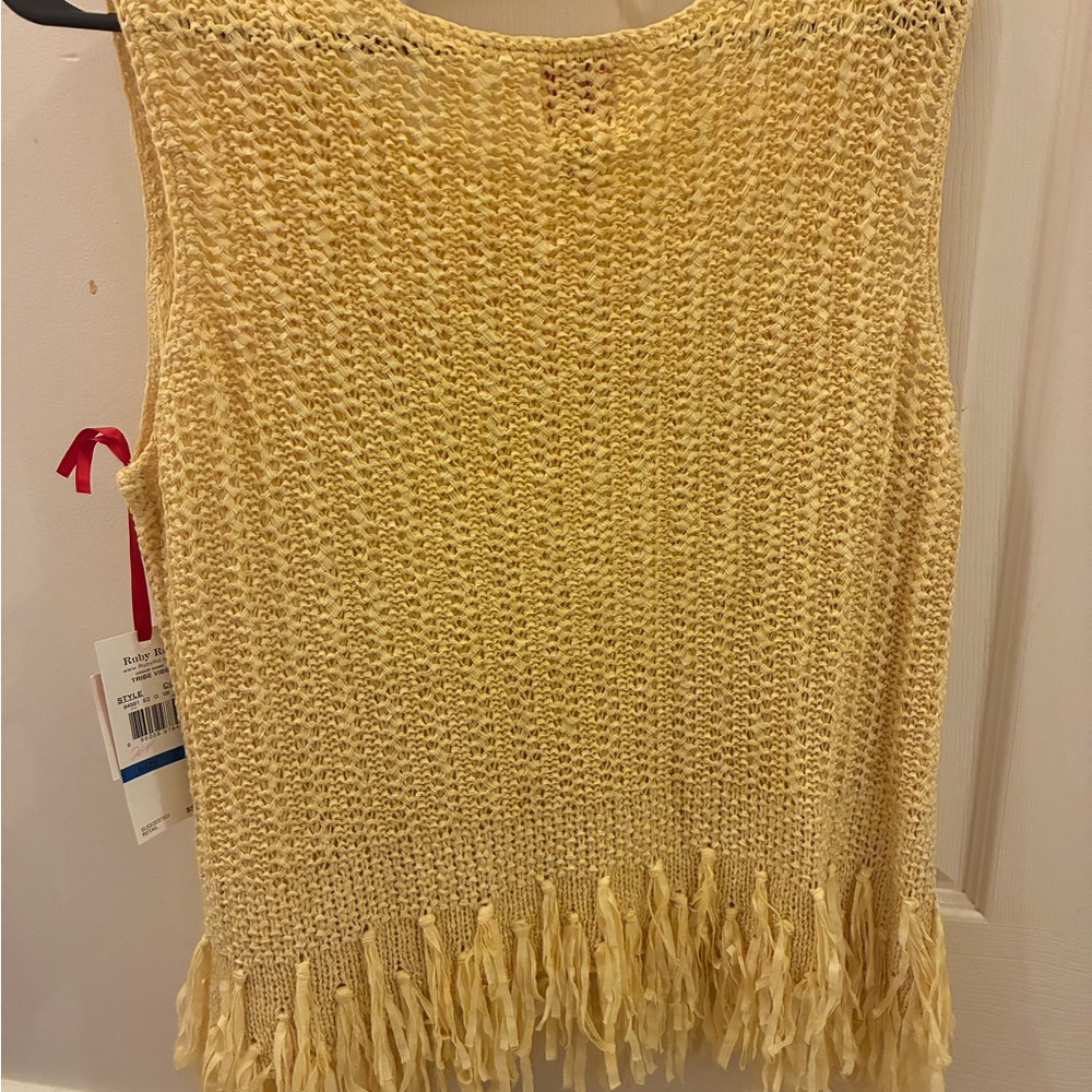 Ruby Rd. Yellow Fringe Tank Top - Picture 3 of 3